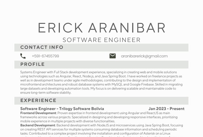 be a full stack software developer in your team